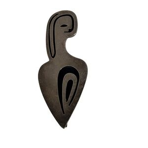 Vintage Modernist Pin Signed ROSSANA Mexican 925 Sterling Inlaid Stone Brooch